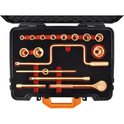 1/2in. Encaixe, Soquete antichispa Conjunto, Métrico, 10mm - 32mm, Conjunto de 16, Acabamento polido — Vista principal