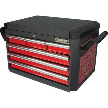 28in. Baú de ferramentas, Vermelho, 6 Gavetas, 455mm (H), 710mm (L), 465mm (W), 350kg Capacidade, Reforçado — Vista principal