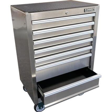 Aço inoxidável, Armário de ferramentas com rodas, Silver, 7 Gavetas, 678mm (H), 459mm (L), 315mm (W), 550kg Capacidade, Reforçado — Vista principal