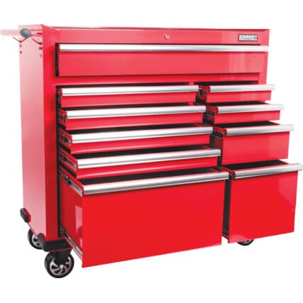 Armário de ferramentas com rodas, Vermelho, 10 Gavetas, 1080mm (H), 1067mm (L), 458mm (W), 280kg Capacidade, Reforçado — Vista principal