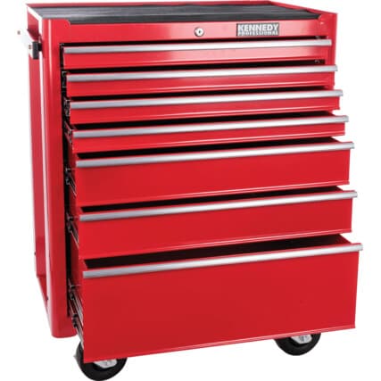 Armário de ferramentas com rodas, Vermelho, 7 Gavetas, 890mm (H), 690mm (L), 460mm (W), 350kg Capacidade — Vista principal