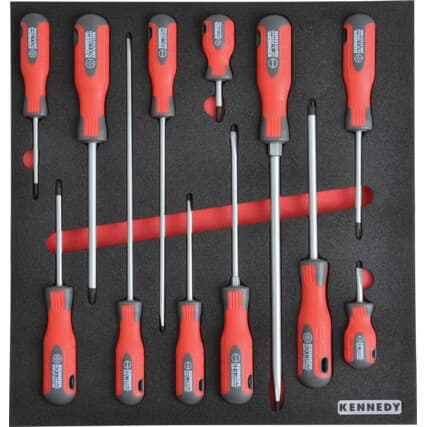 12 peças Pro-Torq Conjunto de chaves de fendas em Espuma de organização com 2/3 de largura para Armários de ferramentas — Vista principal