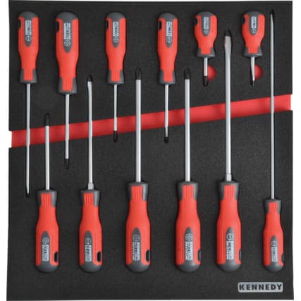 12 peças Pro-Torq Conjunto de chaves de fendas em Espuma de organização com 2/3 de largura para Armários de ferramentas — Vista principal