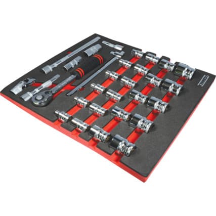 30 peças Métrico Ken-Grip 1/2in Encaixe quadrado Conjunto de soquetes em 2/3 Espuma de organização para Baús de ferramentas — Vista principal
