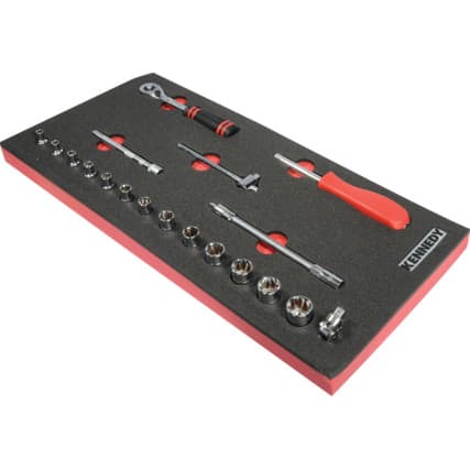 19 peças Ken-grip 1/4" Encaixe quadrado Métrico Conjunto de soquetes em 1/3 Espuma de organização para Baús de ferramentas — Vista principal