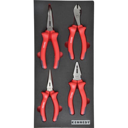 4 peças Pro-Torq Conjunto de alicates isolados VDE em Espuma de organização com 1/3 de largura para Armários de ferramentas — Vista principal